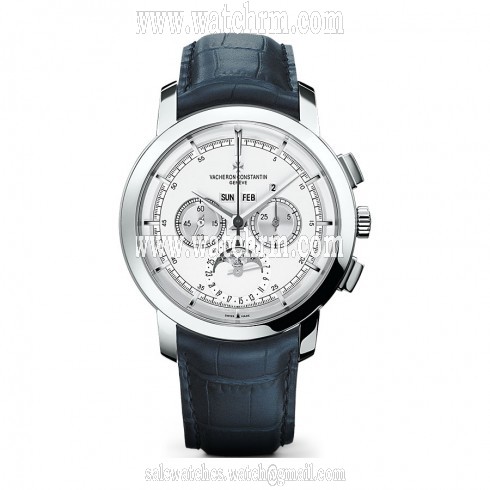 Vacheron Constantin Traditionnelle Silver Dial Blue Alligator Leather Men's Watch 47292000P-9590