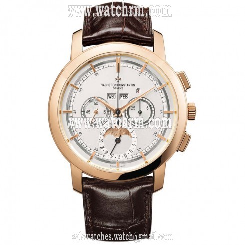 Vacheron Constantin Traditionnelle Silver Dial Brown Alligator Leather Men's Watch 47292000R-9392