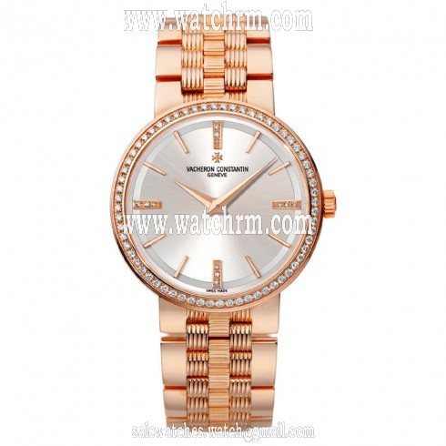 Vacheron Patrimony Traditionnelle Silver Dial Rose Gold Diamond Ladies Watch 25557QO1R-9277