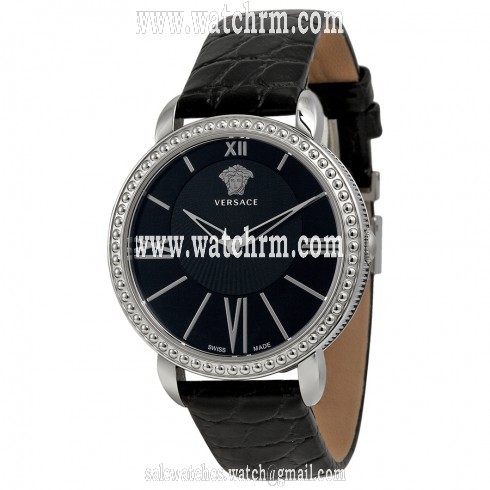 Versace Black Dial Black Leather Ladies Watch M6Q99D008S009