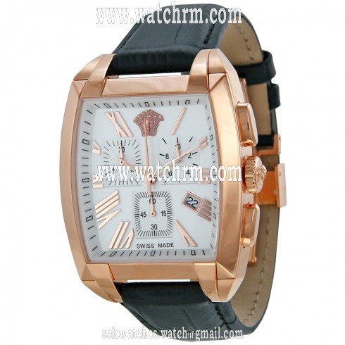 Versace Character Chronograph White Dial Black Leather Men's Watch WLC80D001-S008