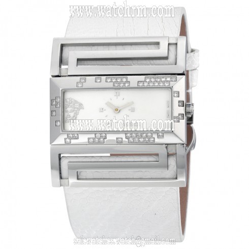 Versace Deauville Mother of Pearl Dial White Leather Diamond Ladies Watch