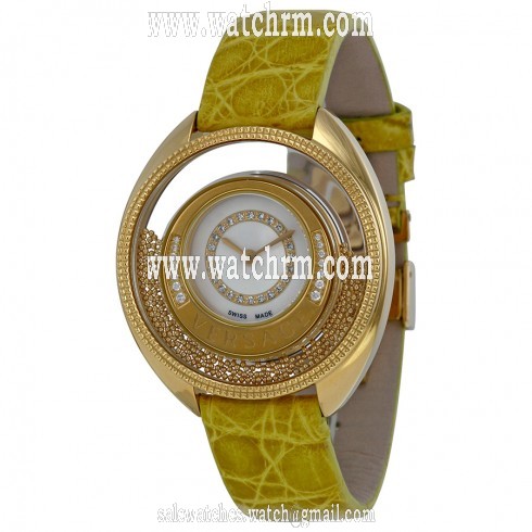 Versace Destiny Spirit Mother of Pearl Dial Yellow Leather Ladies Watch 82Q71SD498-S585