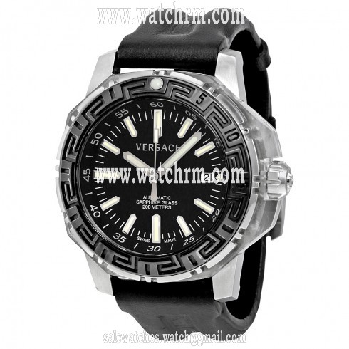 Versace Diver Black Dial Black Leather Men's Watch 15A80D009-S008