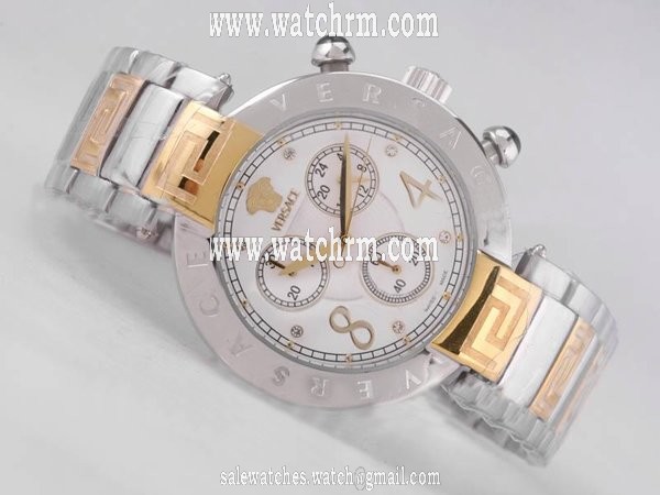 Versace Dv One A541221 Silver 18k Gold Strap Round Womens Watch