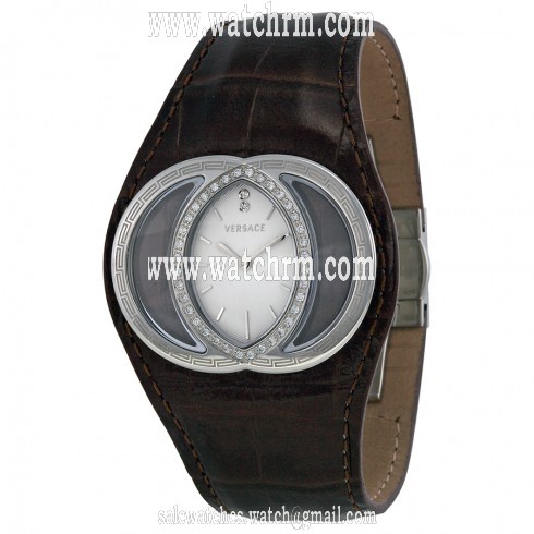 Versace Eclissi Silver Guilloche Dial Brown Leather Watch 84Q91SD001-S497