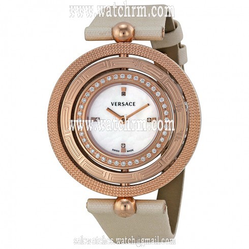 Versace Eon Lady Mother of Pearl Ivory Satin Leather Ladies Watch 80Q81SD498-S002