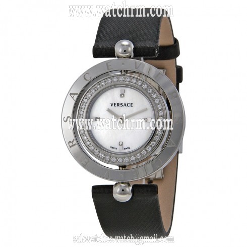 Versace Eon Mother of Pearl Dial Black Leather Ladies Watch 79Q91SD498-S009