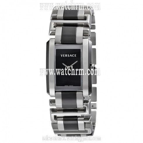 Versace Era Black Dial Stainless Steel And Black Ceramic Ladies Watch 70Q99D009SC09
