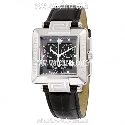 Versace Reve Carre Chronograph Black Dial Stainless Steel Ladies Watch 88C99SD008-S009