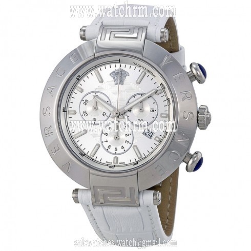 Versace Reve Silver Dial White Leather Unisex Watch VA806-0013