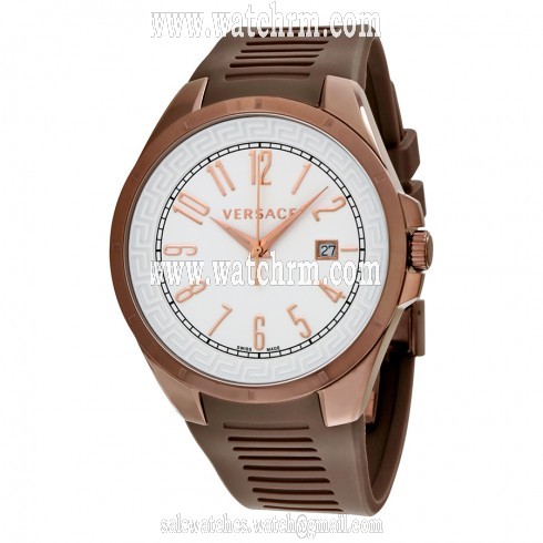 Versace V-Man White Dial Brown Rubber Men's Watch P7QM6D001-S497