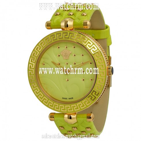Versace Vanitas Green Dial Leather Strap Ladies Watch VK7110014