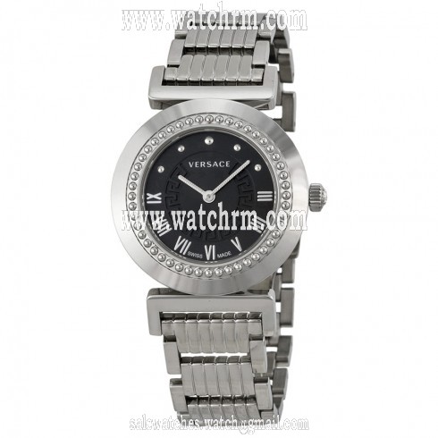 Versace Vanity Black Dial Stainless Steel Ladies Watch P5Q99D009S099