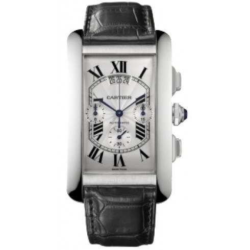 Cartier Tank Americaine Silver Dial Chronograph Men's Watch W2609456
