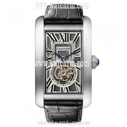 Cartier Tank Americaine Flying Tourbillion Grey Dial Men's Watch W2620007