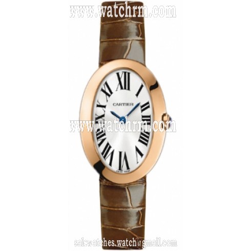 Cartier Baignoire Silver Dial 18 kt Rose Gold Ladies Watch W8000007