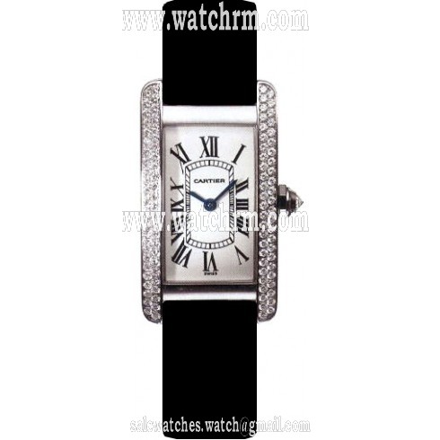 Cartier Tank Americaine 18kt White Gold Diamond Ladies Watch WB701831