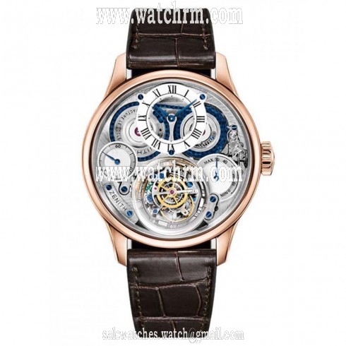 Zenith Academy Mechanical Skeleton Dial Brown Leather Men's Watch 18.2212.8805/36.C713