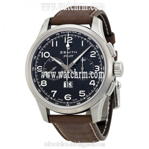 Zenith Big Pilot Chronograph Black Dial Brown Leather Men's Watch 0324104010.21C722