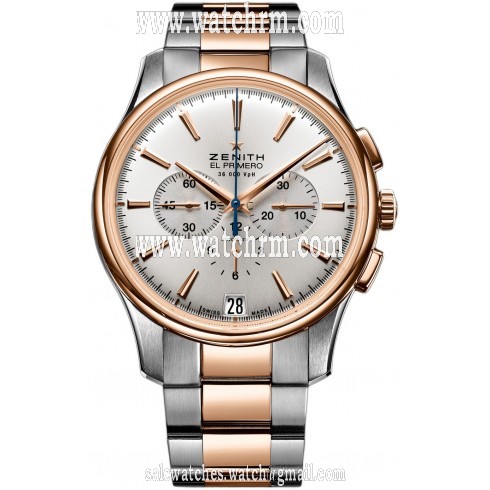 Zenith Captain Chronograph Silver Dial Stainless Steel 18kt Rose Gold Men's Watch 51211240001M2110