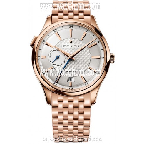 Zenith Captain Dual Time Silver Dial Rose Gold Polished Men's Watch 18.2130.682/02.M2130
