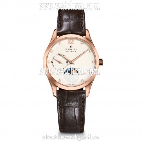 Zenith Captain Ultra Thin Moonphase Opaline Dial  18kt Rose Gold Ladies Watch 18231169203C498