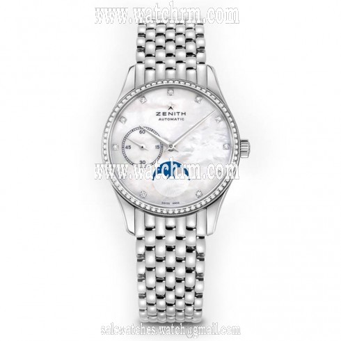 Zenith Captain Ultra Thin Mother of Pearl Dial Moonphase Ladies Watch 16231069281M2310