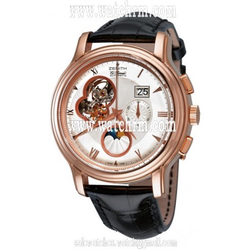 Zenith Chronomaster Open Grande Date Moonphase Silver Dial Black Leather Men's Watch 18.1260.4047-01.C505