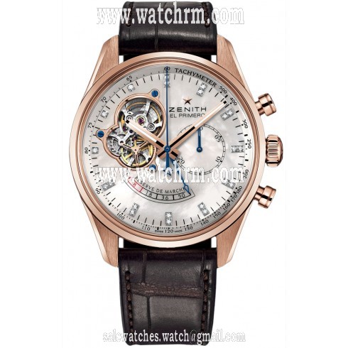 Zenith Chronomaster Open Power Reserve Mother Of Pearl Dial Brown Leather Men's Watch 18.2080.4021/81.C713