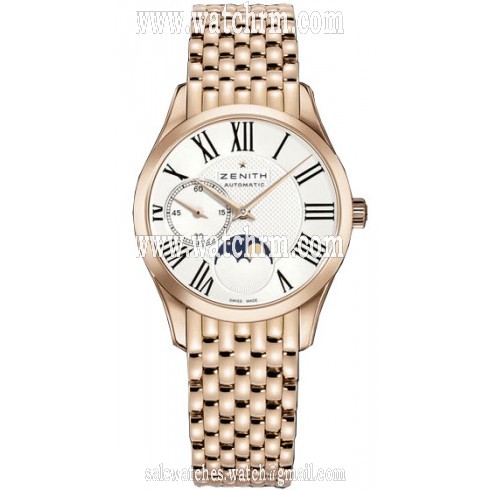 Zenith Class Elite Moonphase Silver Dial Rose Gold Polished Ladies Watch 18.2310.692/02.M2310