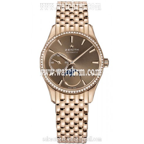 Zenith Class Elite Ultra Thin Moonphase Brown Dial 18kt Rose Gold Ladies Watch 22.2310.692/75.M2310