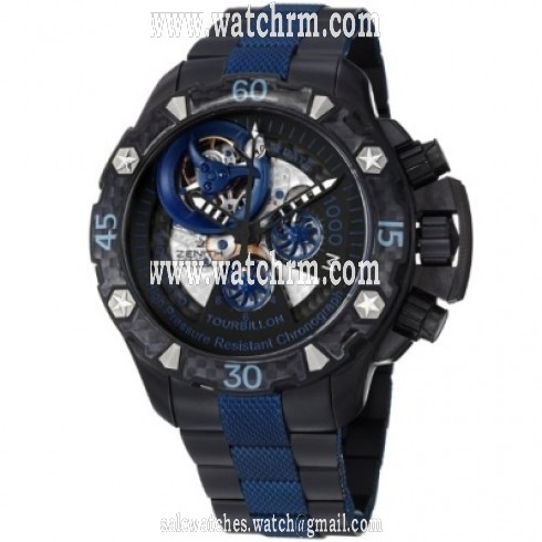 Zenith Defy Xtreme Tourbillon Sea Skeleton Dial Black and Blue Titanium Men's Watch 96.0529.4035-51.M533