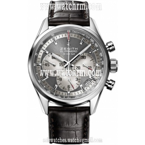 Zenith El Primero 36000 VPH Grey Dial Chronograph Brown Leather Automatic Ladies Watch 03215040021C709