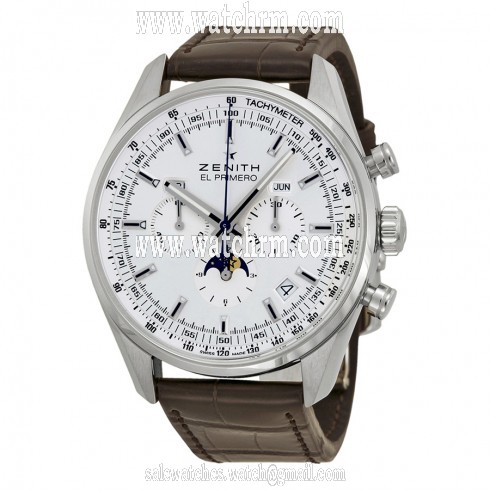 Zenith El Primero 410 Chronograph Silver Dial and Brown Leather Men's Watch 03209141001C494
