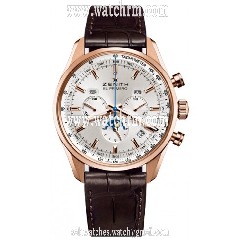 Zenith El Primero Automatic Silver Dial 18kt Rose Gold Men's Watch 18209141001C494