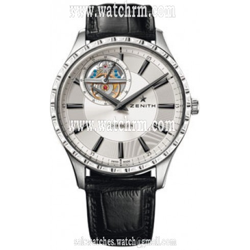 Zenith El Primero Captain Tourbillon Silver Dial Black Leather Men's Watch 45.2190.4041/01.C493