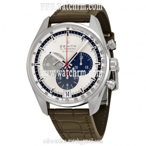Zenith El Primero Chronograph Silver Dial Brown Leather Men's Watch 03204040069C494