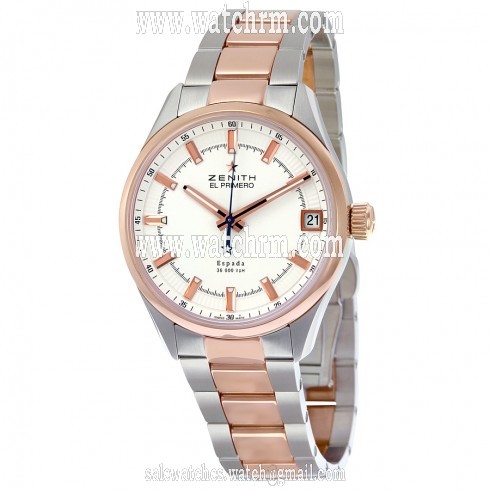 Zenith El Primero Espada White Dial Stainless Steel and 18kt Rose Gold Men's Watch 51.2170.4650/01.M2170