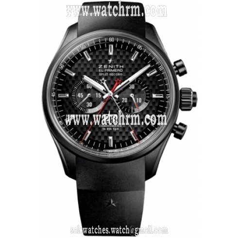 Zenith El Primero Rattrapante Black Dial Black Rubber Men's Watch 75.2050.4026/21.R530