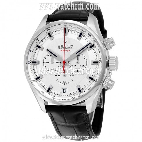 Zenith El Primero Sport Chronograph Automatic Silver Dial Brown Leather Men's Watch 03228040001C713