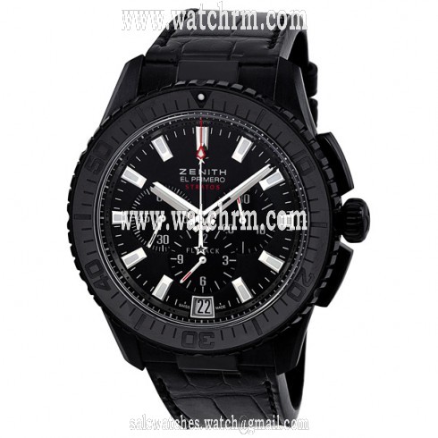 Zenith El Primero Stratos Fly Back Black Dial Alligator Leather Men's Watch 24.2060.405/21.C714