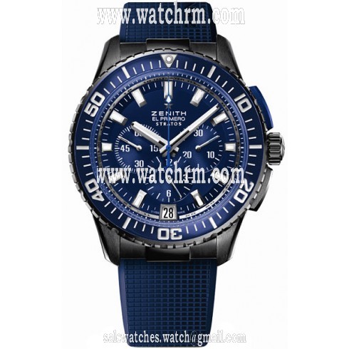 Zenith El Primero Stratos Flyback AMERICAS Blue Dial Blue Rubber Men's Watch 24.2066.405-57.R514