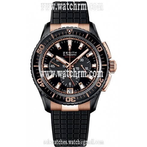 Zenith El Primero Stratos Flyback Black Dial Black Rubber Men's Watch 85.2060.405/23.R515