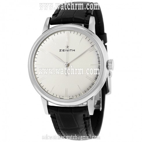Zenith Elite Silver Dial Black Alligator Leather Automatic Men's Watch 03.2270.6150/01.C493