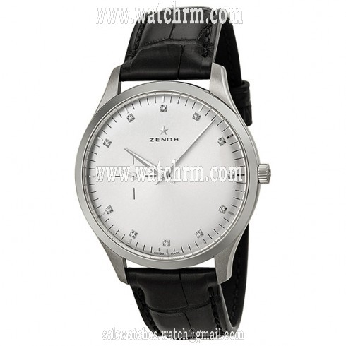 Zenith Elite Silver Dial Stainless Steel Black Leather Automatic Men's Watch 03.2010.681/02.C493
