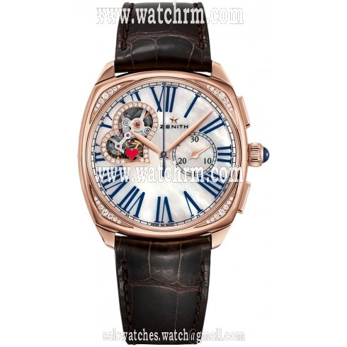 Zenith Heritage Star Open Mother Of Pearl Dial Brown Leather Ladies Watch 22.1925.4062/80.C725