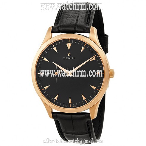 Zenith Heritage Ultra Thin Black Dial 18kt Rose Gold Black Leather Men's Watch 18201068121C493