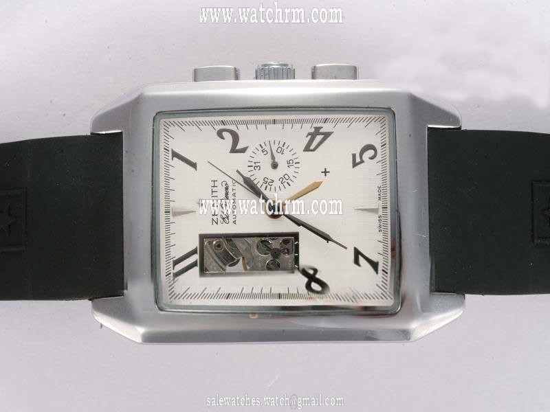 Zenith Port Royal Open Grande 03.0550.4021/01.C503 36x51mm Mens Black Ostrich Leather Strap Watch